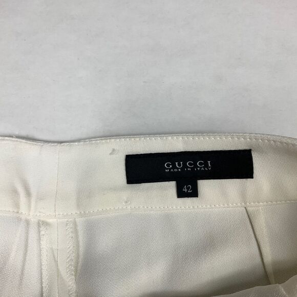 Gucci Womens Sailor Ankle Pants Ivory Mid Rise Zip Up Trousers Size 42 IT 12 US - Picture 5 of 14